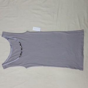 Ann Taylor Loft Bejeweled Gray Tank Top Size Small NWT